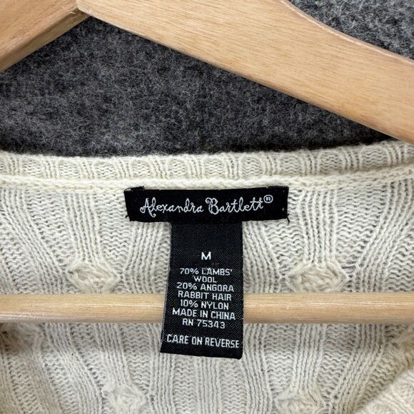 Alexandra Bartlett Sweater Pullover Women M Medium Beige Knit V-Neck Wool Casual - Picture 3 of 6